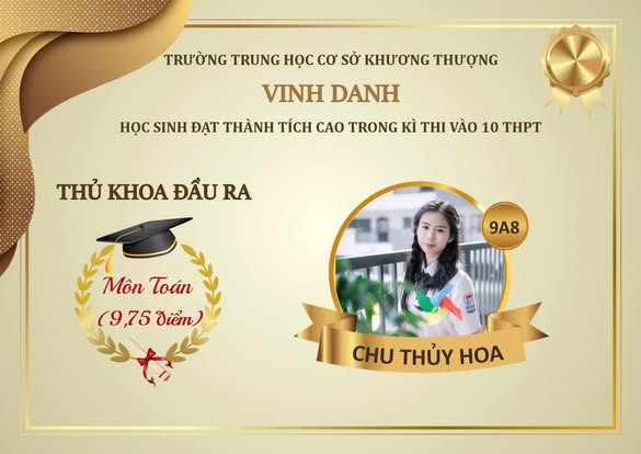 Vinh danh thủ khoa các môn thi vào 10 năm học 2025-2026